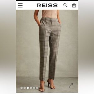Reiss Plaid Trousers, Ankle length Size 4, office  corporate chic, Grey & Black